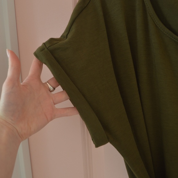 NWT! Olive Green Faux Wrap Slit Maxi Dress - Picture 6 of 9
